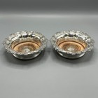 Pair Antique Victorian Silver Plated Wine Bottle Coasters Holders Stands Ornate