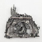 Vintage Jj Jonette Jewelry Pewter Dragon   Castle Brooch Pin Silver Tone Gothic