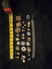 Vintage Costume Jewelry Lot Brooch Earrings Bracelet Rhinestone Read Description