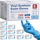 Blue Vinyl Synthetic Exam Gloves  Case Of 1000  4-mil  Powder-free  Latex-fre   