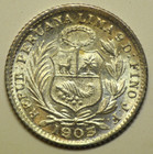 Mw27168 Peru Silver 1 2 Dinero 1903 Jf  Brilliant Uncirculated