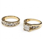 14k Gold Princess Cut Diamond Ring Set - Size 7