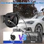 Fixfans Pressure Washer Hose Reel With For Hot And 50 Ft  Black  Grey