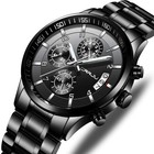 Men s Black Watch Fashion Business Chronograph Quartz Wristwatches luxury Sta   