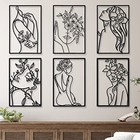 6 Pieces Black Metal Wall Decor Modern Minimalist Abstract Woman Wall Art 