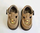 Vtg Disney Winnie The Pooh Baby Shoes Brown Faux Leather Size 3 Mary Janes 90 s