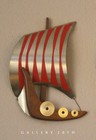Iconic  Mid Century Danish Modern 3 Viking Ships Wall Art Sculpture   Atomic Vtg