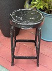 Vintage Industrial Painted Black Metal Stool Round Plant Stand 19 h 11 25 d