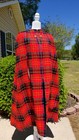 Vtg 60s Red Blue Plaid Wool Gold Buttons Mod Cape-one Size