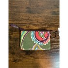 Vera Bradley Paisley Zip Id Case Keychain Wallet Green Pink Orange Nwt