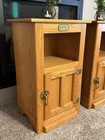   2 vintage White Clad Oak Wood Ice Box Nightstand Cabinet Chest End Table 29    H