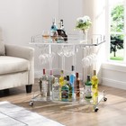 Silver Bar Cart For Home Bar Chrome Serving Cart With Wine Rack 2-tier Acryli   