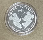 1991 Disney    yours Forever    4th Edition Mickey   Minnie Silver Coin