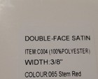 Double Faced Satin Ribbon  3 8-inch  10 Yards Color Stem Red