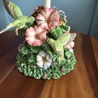 Vintage Hummingbird Table Lamp Floral Resin Base Morning Glory Kitchen Light