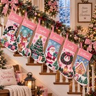 Personalized Christmas Stocking  Custom Name Pink Christmas Stocking  Vintage Ho
