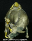 6   Old Chinese Bronze Gilt 12 Zodiac Animal Cattle Cow Ox Tong Zi Statue