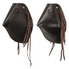 Western Tapadero Stirrups - Reversible - Black  Light Or Dark Oil Leather - Pair