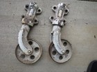2 Vintage Lineberry  Industrial Truck Cart Cast Iron End Swivel Wheels W Bracket