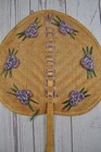 Vintage Bahamas Souvenir Straw Fan Island Tropical Flowers Ratan Handmade 