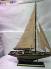 Yacht 16 Inches Long  With Original Fabric Sails  Brass Fittings Free Shipping