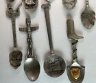 Lot Of 15 Souvenir Spoons Pewter Vintage Alaska Indiana Arizona