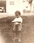 Original Old Vintage Antique Photo Young Boy Standing In Grass Outdoor Car House