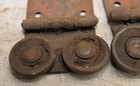 2 Collectible Vintage Barn Door Double Wheel Roller   Bracket Tool Lot M8