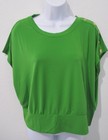 Michael Kors Women s Xl Green Gold Stud Shoulder Button Top Blouse Nwt  88