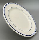 Antique Wood   Son s China Restaurant Earthenware  White Blue Bands Plate 9 3 8 