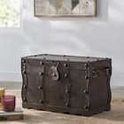 Antique Style Pirate Treasure Chest Coffee Table Trunk Distressed Wood Storage
