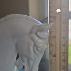 White Glossy Ceramic Horse Figurine Statue On Base  10 In Tall