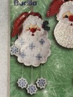 Vtg Bucilla Set Of 3 Santas Mini Felt Ornaments Kit 84442 Christmas Craft New