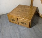 Vintage Oak Wood Desktop 2-drawer Library Card Catalog Index File Cabinet M62
