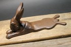 Antique Style Cast Iron Door Stop Rabbit Hare Wedge Rust black