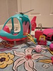 Barbie Pink Convertible Car   Blue Helicopter Vehicle Lot W  Accessories