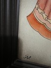 Framed Middle Eastern Persian Woman In Floral Dress Leather Painting Vintage