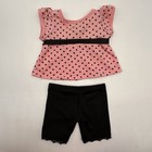 Build A Bear Pink Polka Dot Swing Top Black Lace Leggings Teddy Clothes Outfit