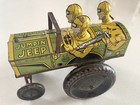 Vtg 1940s Marx Jumpin Jeep Tin Litho Wind-up Army Toy Vehicle 