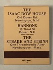 The Isaac Dow House Restaurant Full Matchbook Hannons Steake And Steinn Nh Ma