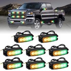 8pcs Sync Truck Grill Strobe Lights 32 Led Amber Green Emergency Amber green