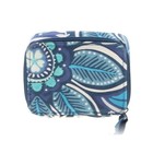 Vera Bradley Blue Teal Paisley Floral Quilted Zip Pill Case Jewelry Box Mini