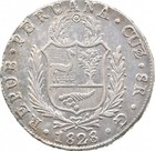 1828 Peru 8 Reales Cuzco Republican Silver  4714