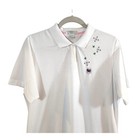 Vintage Wimbledon Embroidered Short Sleeve Polo Shirt In White Tennis Women s L