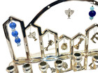 Vintage Jewish Hanukkah Menorah Judaism Israel Hebrew Judaica Shiny Silver Plate