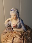 Antique German Victorian Style  Porcelain Half Doll Lady Pin Cushion 