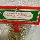 Commodore Rainbow Pearllee Beaded Christmas Tree Garland  9 Ft  Unbreakable Nos