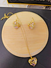 Ladies Women Girls Pink Heartfelt Elegance Earrings  Pendant  And Necklace Set