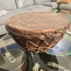 Vintage Rare African Metal Kettle Leather Tribal Musical 12  Drum