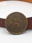 1976 Dege Designs Indiana Metal Craft Pegasus Belt Buckle 2 5    Leather Belt